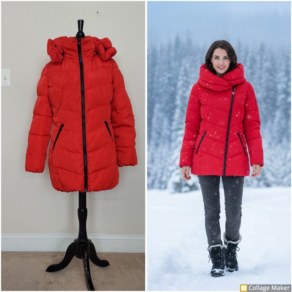 Calvin Klein Short City Puffer coat. Sz L. 100% Poly